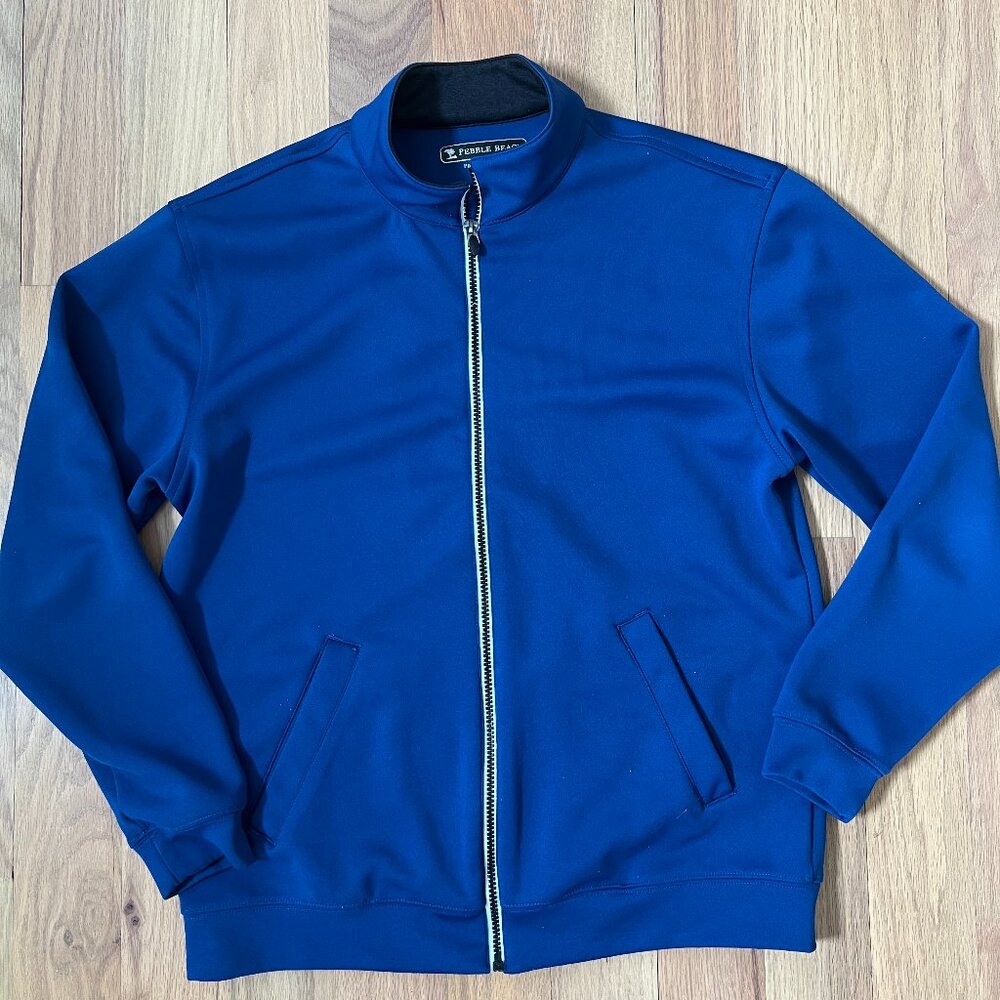 pebble beach brand - blue zipper hoodie - men's size M